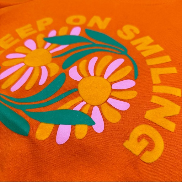 NAF NAF Paris Orange “Keep on Smiling” Flowers Sweater, Medium - Picture 2 of 7